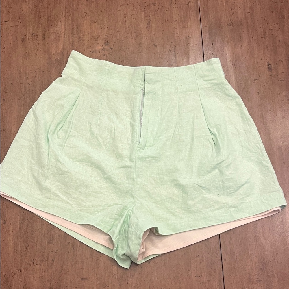 Camila Coelho Light Green High Waist Shorts